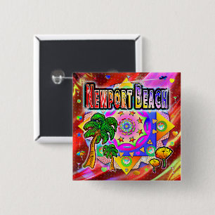 Newport Beach Tropical Friends Button