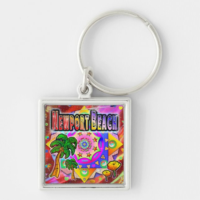 Newport Beach Tropical Friends Keychain (Front)