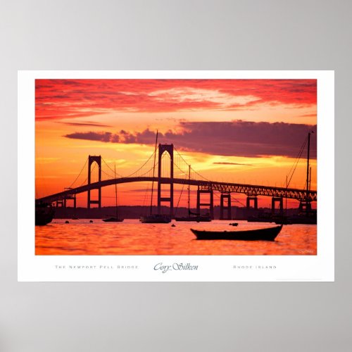 Newport Bridge at Sunset Poster