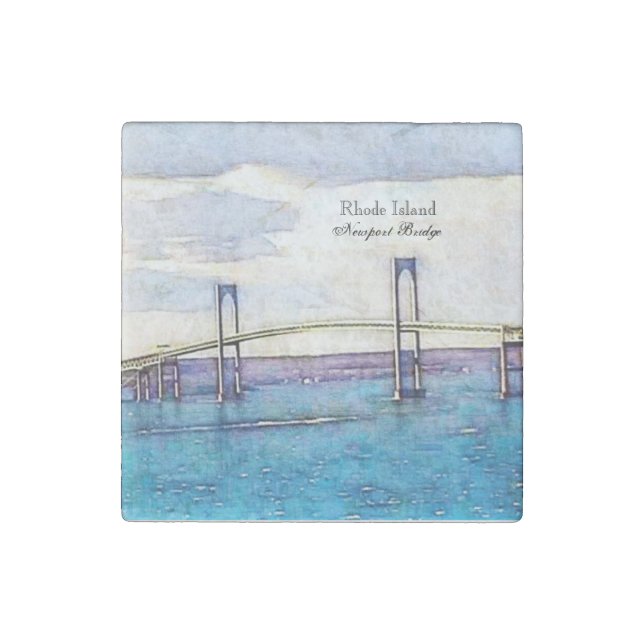 Newport bridge  stone magnet (Front)