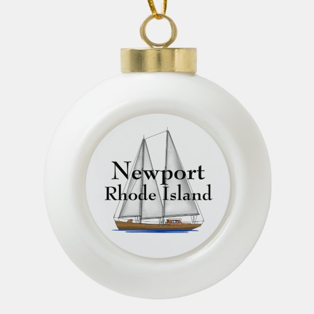 Newport Ceramic Ball Christmas Ornament (Front)