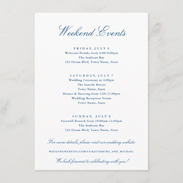 Newport Collection Weekend Events Wedding Enclosure Card (Front)