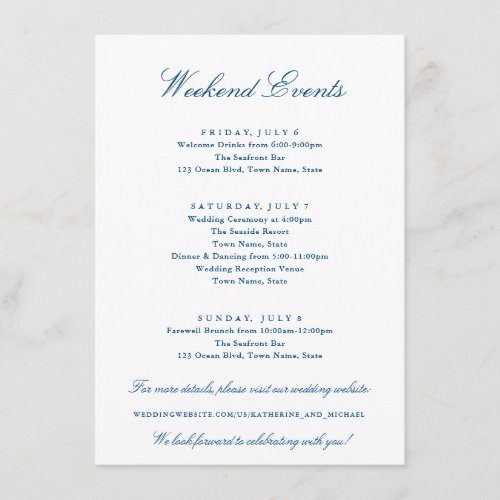 Newport Collection Weekend Events Wedding Enclosure Card