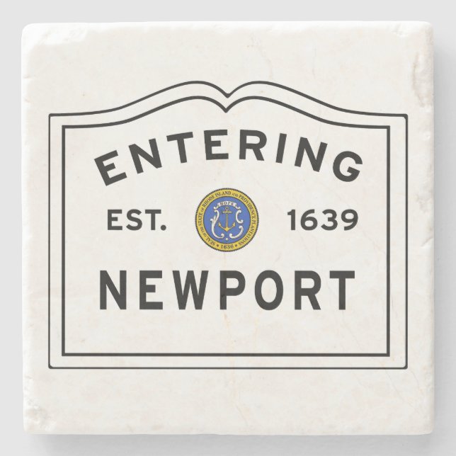 Newport Entering Sign Stone Coaster (Front)