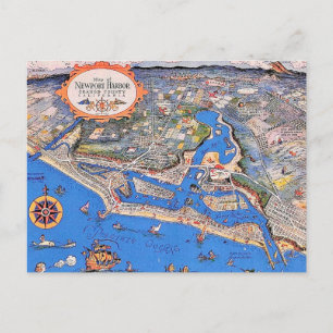 Newport Harbor CA Postcard