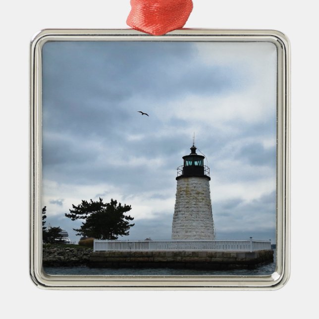 Newport Harbor Lighthouse Metal Ornament (Front)