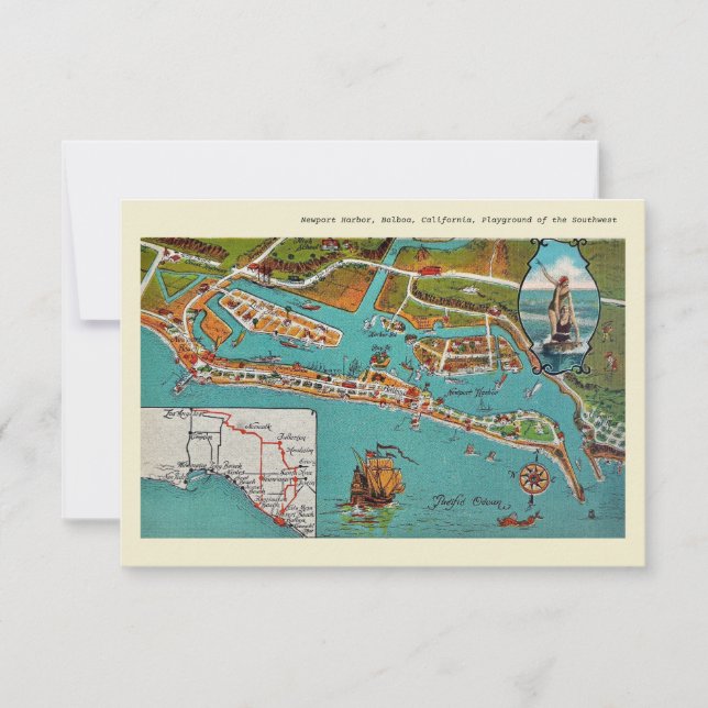 Newport Harbor Note Card, 3.5" x 5" Postcard (Front)