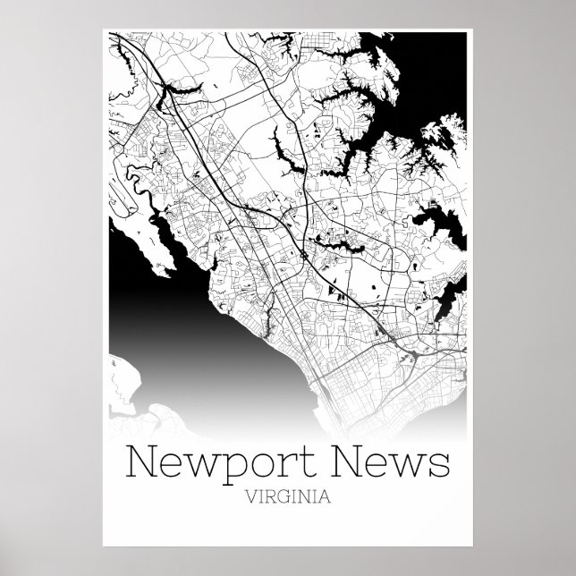 Newport News Map - Virginia - City Map Poster (Front)