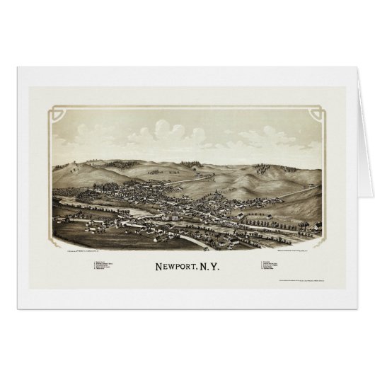 Newport, NY Panoramic Map - 1890 Cards (Front Horizontal)