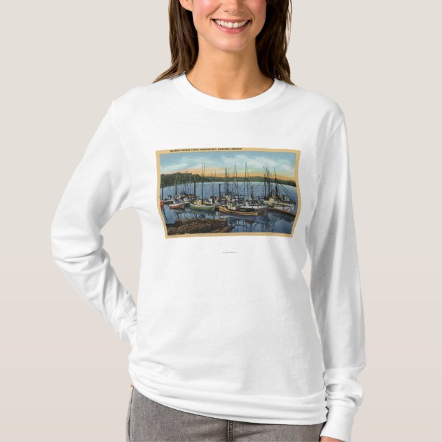 Newport, Oregon - Salmon Fishing Fleet in Yaquin T-Shirt (Front)