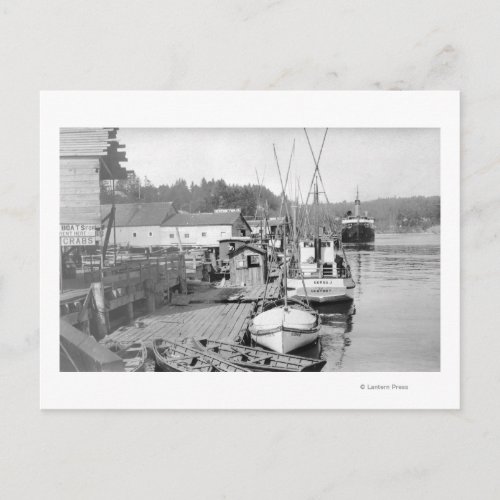 Newport Oregon Waterfront View of Fishing Boats Postcard