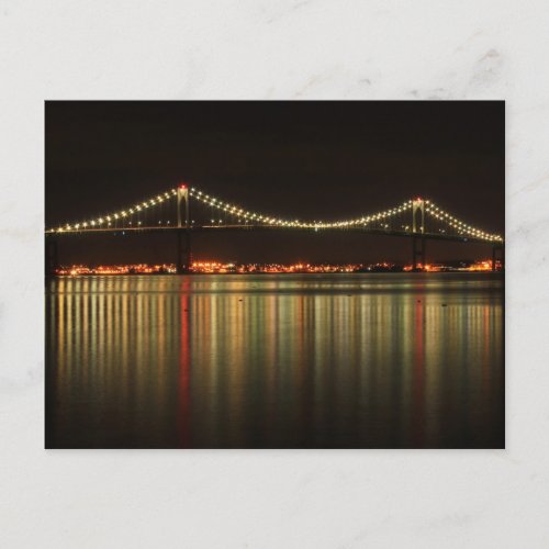 Newport Pell Bridge at Night Rhode Island Postcard