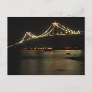 Newport Pell Bridge Narragansett Bay Night Postcard