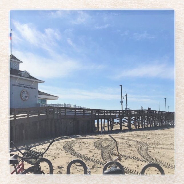 Newport Pier, Newport Beach, California Glass Coaster (Front)