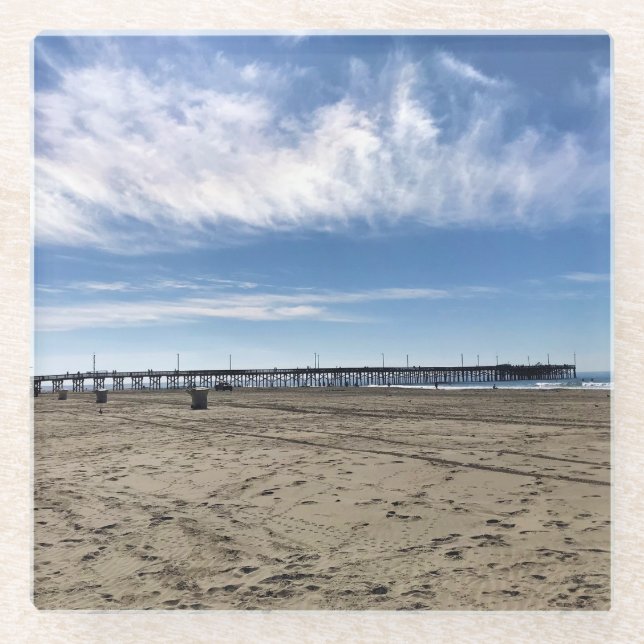 Newport Pier, Newport Beach, California Glass Coaster (Front)