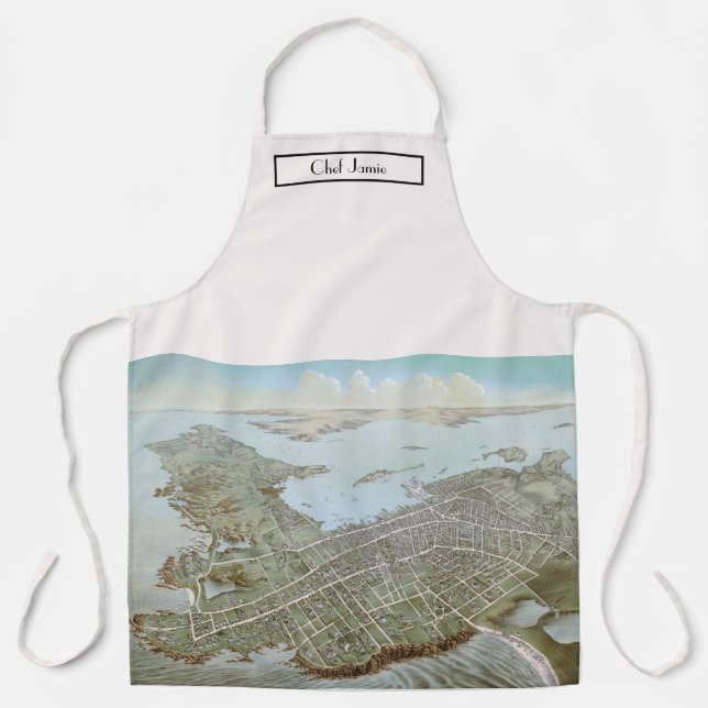 Newport Rhode Island Birdseye View Map Apron (Front)