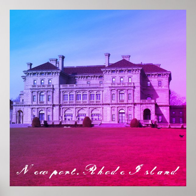 Newport, Rhode Island Cliff Walk Beach Mansion Poster (Front)