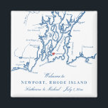 Newport Rhode Island Destination Wedding Favor Magnet<br><div class="desc">Quick and Easy ordering! These Newport, RI map magnets make great Newport wedding favors to include in your Rhodie Island destination wedding welcome bags. Move the heart by clicking "Edit Using design tool" under "Personalize". Perfect for all the great wedding venues in Newport, RI including Belle Mer, OceanCliff Hotel, Hotel...</div>