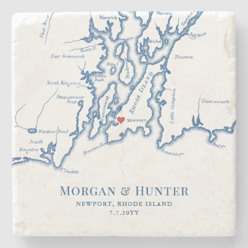 Newport Rhode Island Destination Wedding Favor Stone Coaster