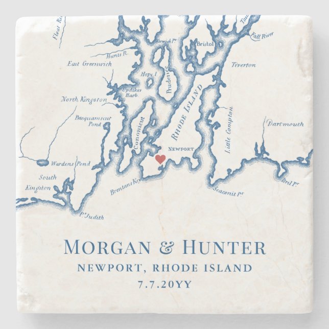 Newport Rhode Island Destination Wedding Favor Stone Coaster (Front)