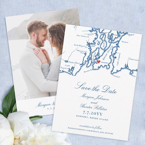 Newport Rhode Island Elegant Navy Blue Wedding Save The Date