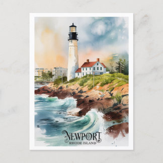 Newport, Rhode Island Lighthouse painting Postcard