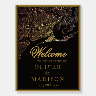Newport Rhode Island Map golden Wedding Welcome Foam Board