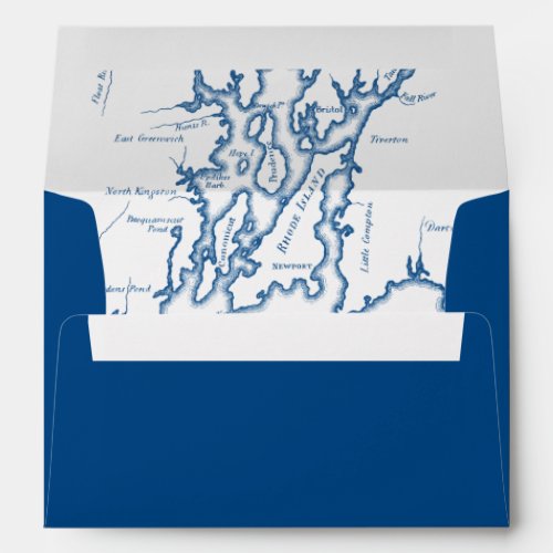Newport Rhode Island Map Navy Blue Wedding Envelope