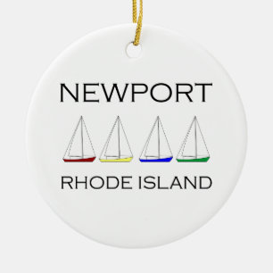 Newport Rhode Island Sailboats Ceramic Ornament