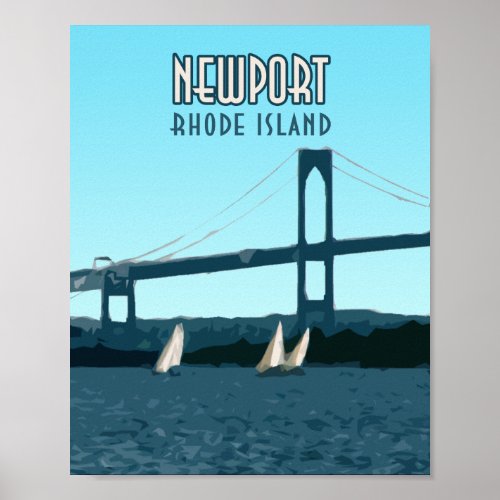 Newport Rhode Island Sailboats Vintage Poster