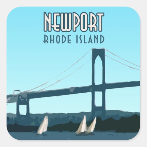 Newport Rhode Island Sailboats Vintage Square Sticker