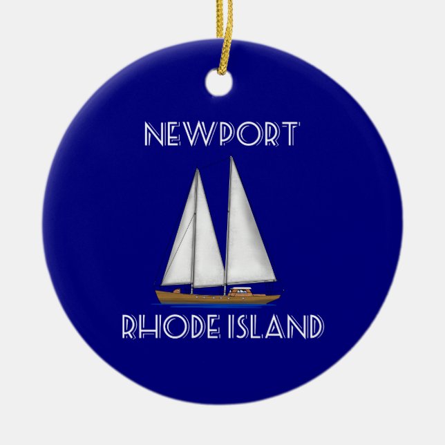 Newport Rhode Island Sailing Ceramic Ornament (Front)