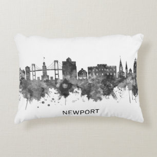 Newport Rhode Island Skyline BW Accent Pillow