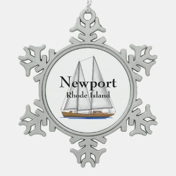 Newport Rhode Island Snowflake Pewter Christmas Ornament by BailOutIsland at Zazzle