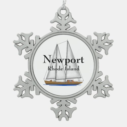 Newport Rhode Island Snowflake Pewter Christmas Ornament