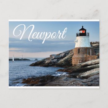Newport Rhode Island Sunset Lighthouse  Postcard by merrydestinations at Zazzle