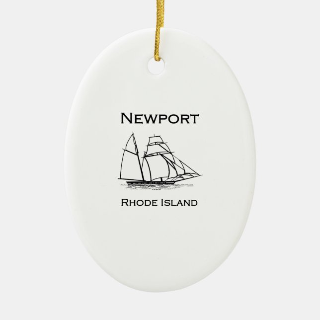 Newport Rhode Island Tall Ship Ceramic Ornament (Front)