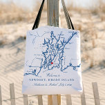 Newport Rhode Island Wedding Welcome Tote Bag<br><div class="desc">Welcome your guests to your Newport, Rhode Island coastal wedding with our charming Welcome to Newport tote bags! Featuring a stylish navy blue Narragansett Bay map design, these totes are perfect for seaside soirées. Perfect for venues like The Chanler, Rosecliff Mansion, OceanCliff Hotel, The Vanderbilt, Belle Mer, Forty 1° North,...</div>
