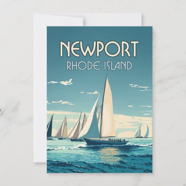 Newport Rhode Island Yacht Race Vintage Flat Card (Front)