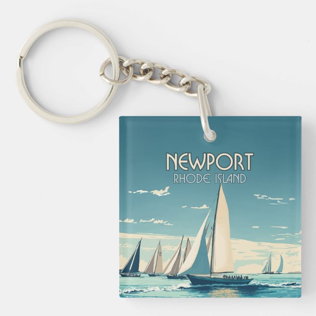 Newport Rhode Island Yacht Race Vintage Keychain (Front)