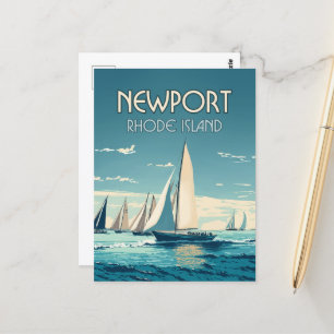 Newport Rhode Island Yacht Race Vintage Postcard