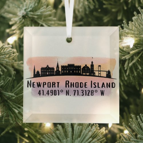 Newport RI City Skyline Glass Ornament