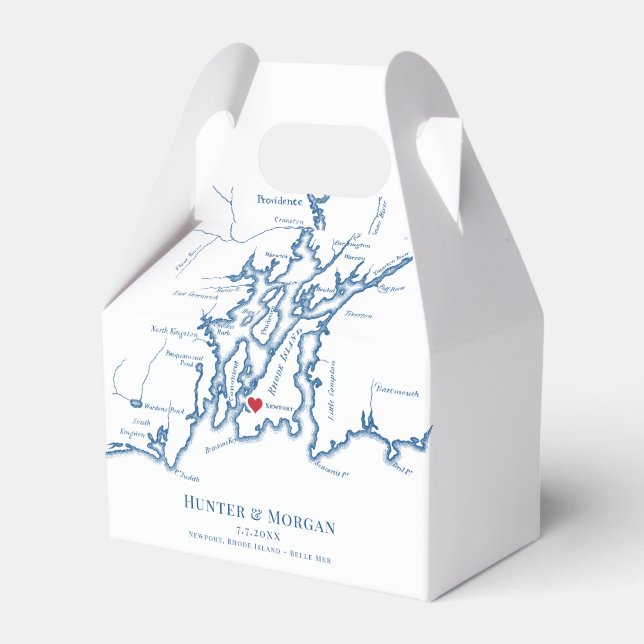 Newport RI Destination Wedding Elegant Favor Boxes (Front Side)