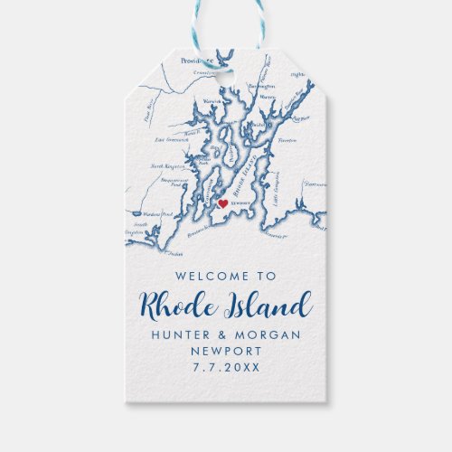 Newport RI Elegant Modern Navy Wedding Favor Gift Tags