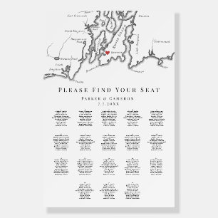 Newport RI Map 18 Table Wedding Seating Chart Foam Board