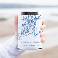 Newport RI Map Wedding Favor Drink Holder