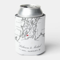 Newport, RI Map Wedding Favor Drink Holder