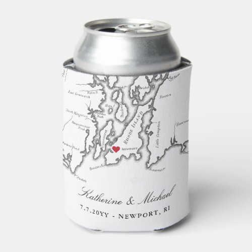 Newport RI Map Wedding Favor Drink Holder Can Cooler