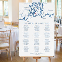 Newport RI Navy Blue Map Wedding Seating Chart