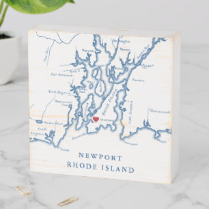 Newport RI Navy Decor Narragansett Wooden Box Sign